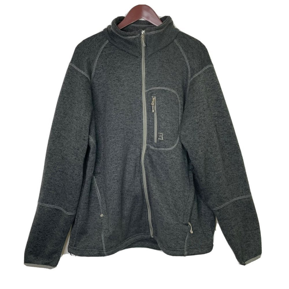 AVALANCHE Mens Size XXL Gray Full Zip Pockets Collared Warm Sweater JACKET‎ Flaw